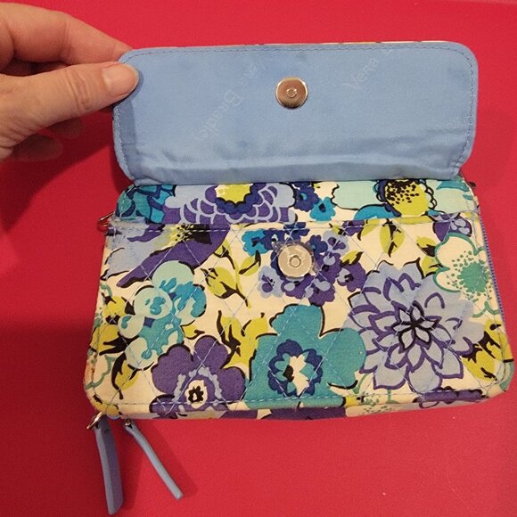 Vera Bradley Pansies Floral Double Zipper Floral Clutch/Wristlet Purse - Picture 2 of 12